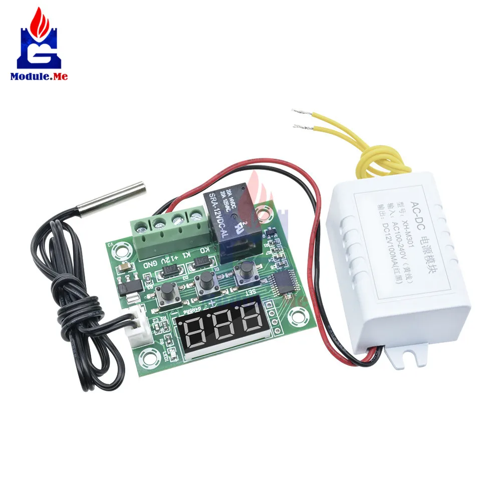Переменный ток 110-220 В трансформатор AC-DC модуль питания W1209 светодиодный цифровой термостат переключатель контроля температуры с датчиком температуры