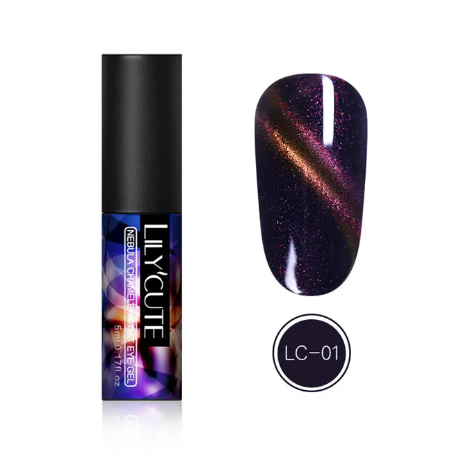 LC-1 LILYCUTE УФ-гель для ногтей кошачий глаз с блестками, Магнитный Гель-лак для ногтей, маникюрный лак, дизайн ногтей 5 мл - Цвет: LC-1