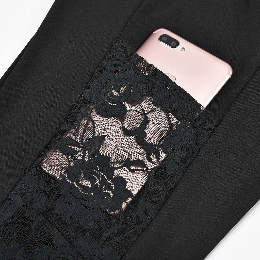 Кружевные штаны для йоги женские леггинсы фитнеса с цветами тренировок занятий