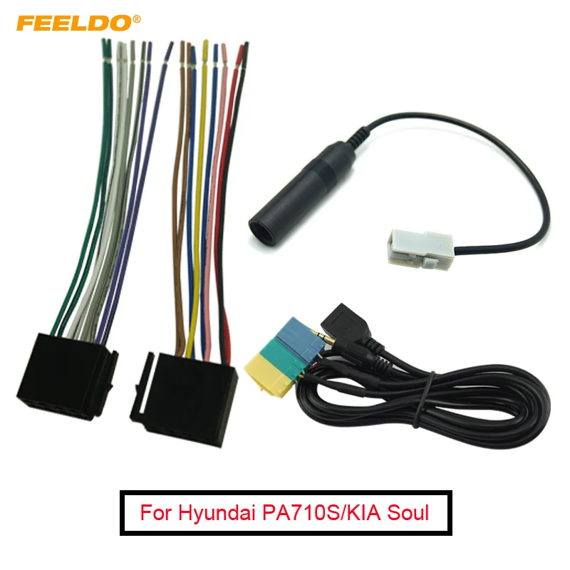 Набор адаптеров FEELDO для Hyundai PA710S/KIA Soul Radio/CD/MP3 AUX/USB/Power Harness # AM3240 1 комплект|mp3 aux|antenna