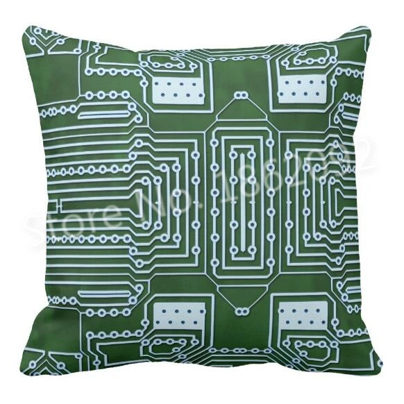 

Novelty Green Computer Chip Integrated Circuit Board Throw Pillow Case Funny Geek Cushion Cover for Programmer IT Engineer Gifts