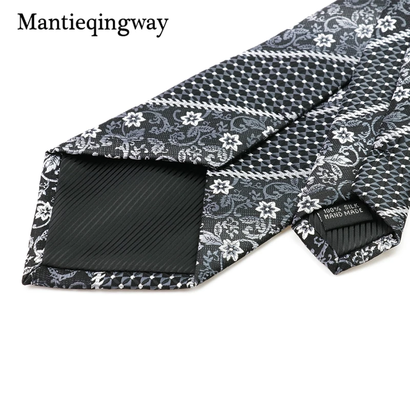 Mantieqingway черный Жаккардовый Цветочный Карманный квадратный запонки Kravat Набор для бизнеса 8,5 см широкие запонки набор для мужчин