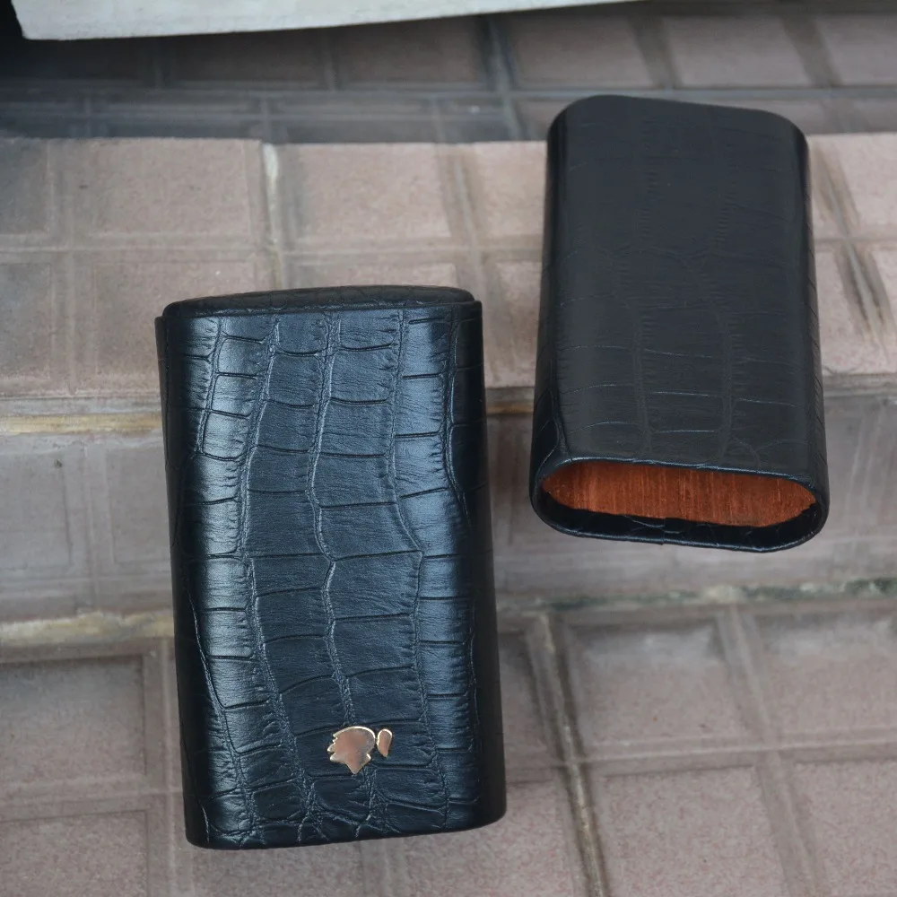 COHIBA высококачественный черный кожаный чехол для сигар с узором под крокодила