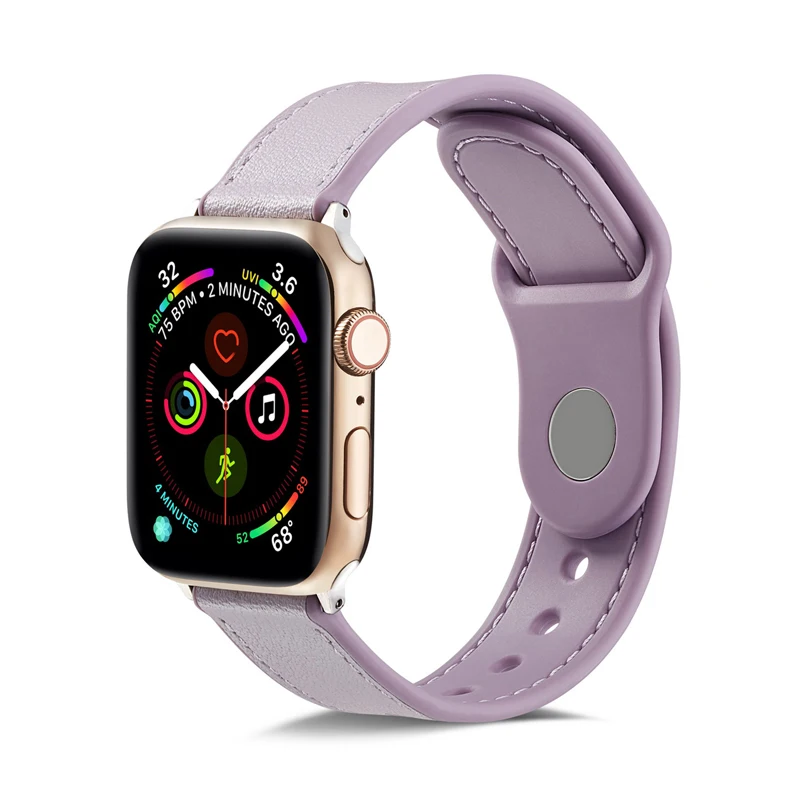 Ремешок из натуральной кожи для apple watch 4 5 полоса 42 мм 38 44 40 браслет TPU Мягкий часов