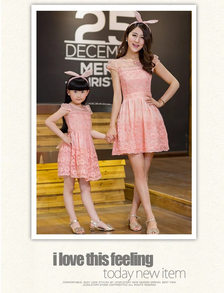 2016 Брендовое новое летнее платье для мамы и дочки кружевное с цветами из органзы