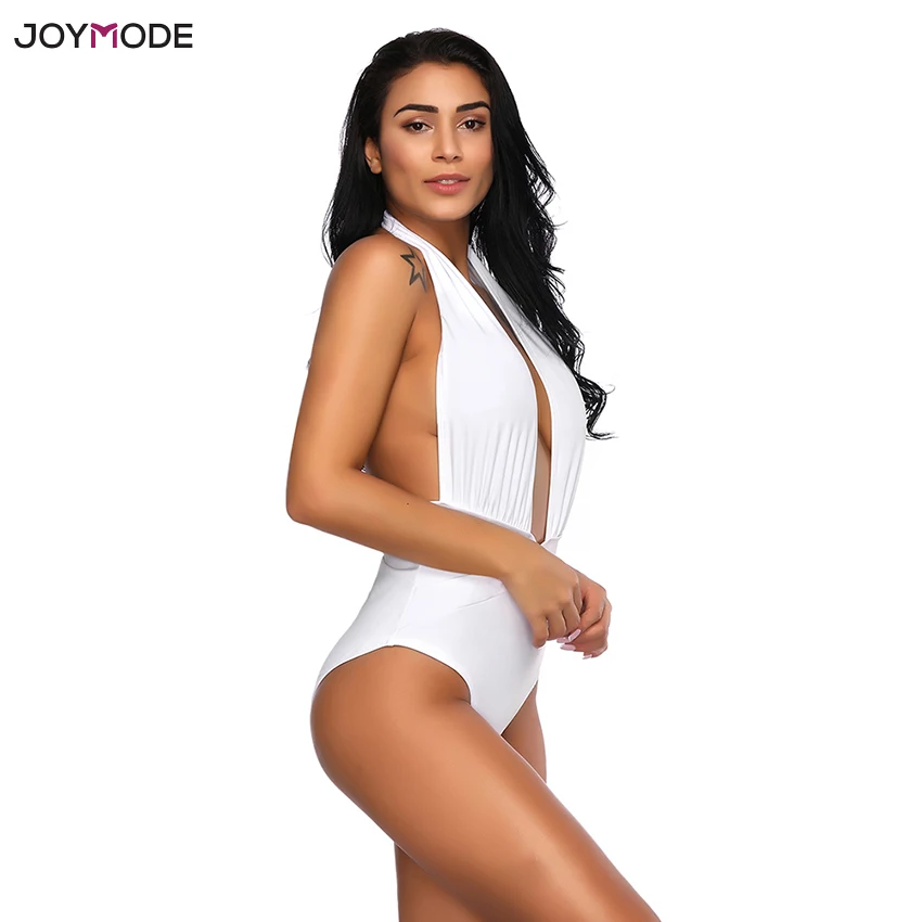 Новинка 2018 монокини JOYMODE с глубоким V образным вырезом сексуальный Полосатый