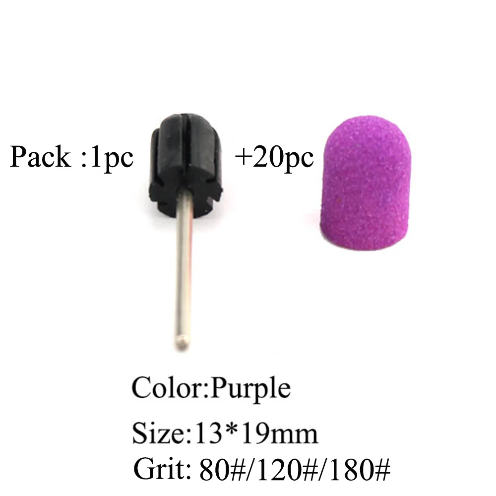20pcs 13*19mm Sanding Block Caps Plastic Professional Pedicure Foot Care Tool Electric Nail Art Sand Polishing Accessories