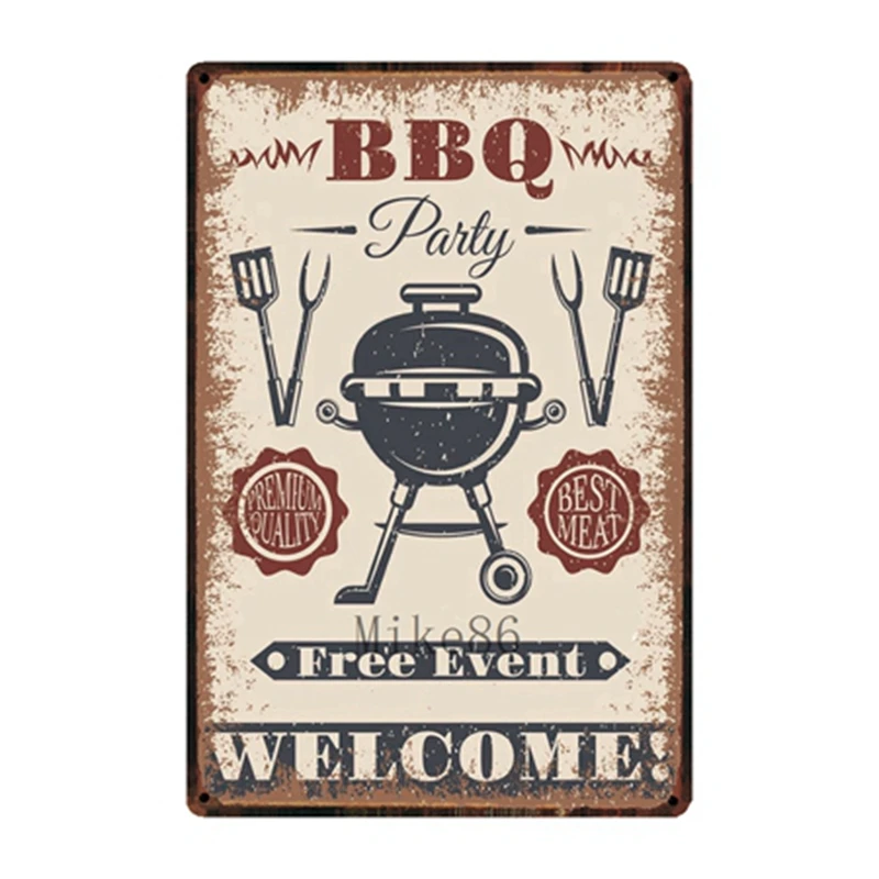 

[ Mike86 ] Hot Dog Pizza Burger BBQ Food Tin Sign Custom Poster Personality Classic Metal Painting Decor Art ZZ-02