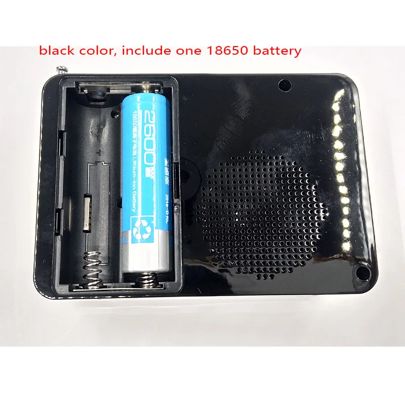 black one battery KK60 с большим светодиодный дисплеем TF \ Micro SD USB динамик MP3-плеер FM радио часы будильник светодиодный фонарик - Цвет: black one battery