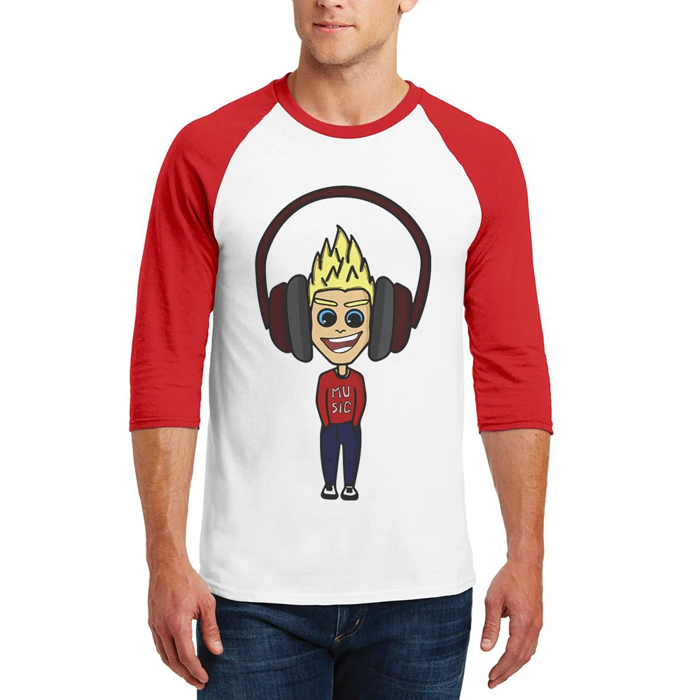 

2019 Hot Products Men Clothes Men T Shirt Headset Printing Three Quarter Raglan Sleeve Man Tops Tee Shirts Cotton Mens Tshirts