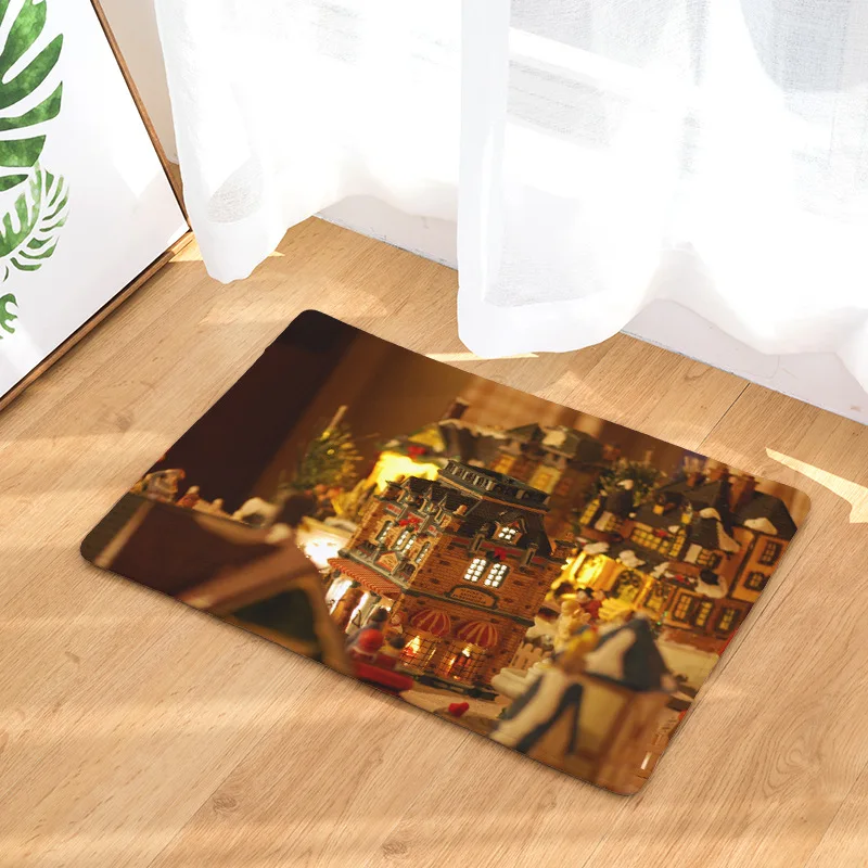 Напольный коврик с рождественским принтом нескользящий ковер для ванной кухни