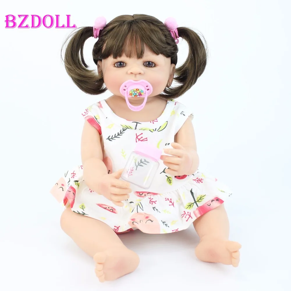 

55cm Exclusive Full Silicone Reborn Baby Doll Girl Boneca Vinyl Newborn Princess Toddler Bebe Alive Play House Bathe Toy