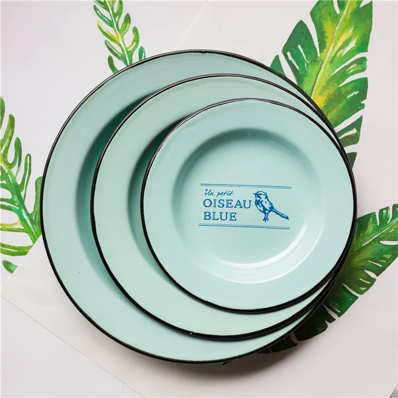 (3 шт./компл.) набор тарелок с эмалью тарелка рисунком птицы|plate dish|enamel platedish dishes |