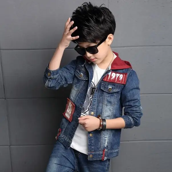 2019 детская одежда на весну и осень джинсовая куртка с капюшоном для мальчиков