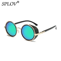 retro steampunk sunglasses men women round metal shields sun glasses brand designer fashion eyewear mirror lens uv400