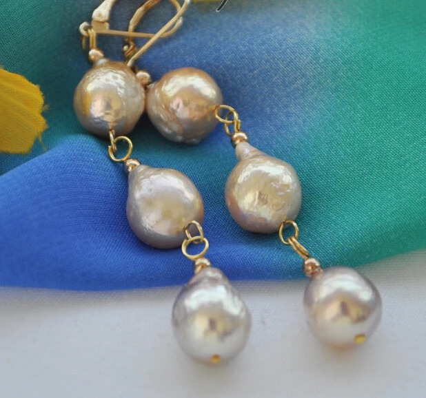 Серьги-подвески с жемчугом, 3 линии, 13 мм