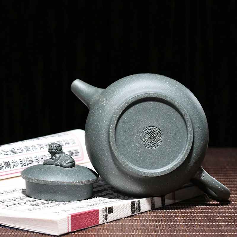 Чайный горшок Yixing Zisha аутентичный чайник ручной работы из зеленой глины и лежащий