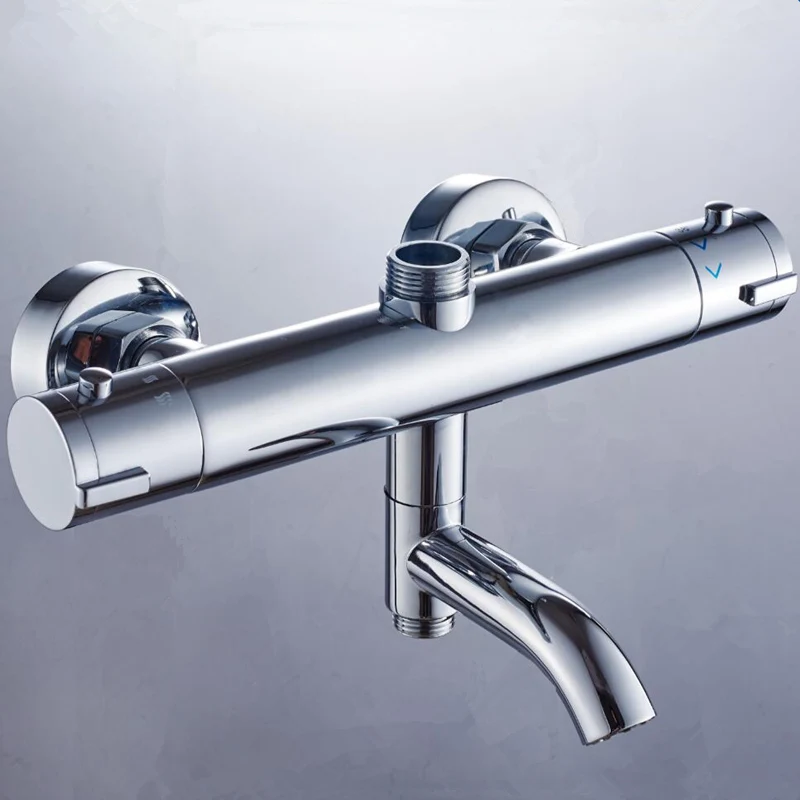 Смеситель для душа из хромированной латуни настенный термостатический