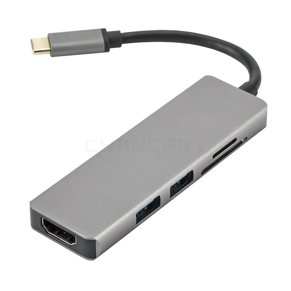 Адаптер type C USB C 3,1 к HDMI USB 3,0 кард-ридер концентратор док-станция конвертер Поддержка 4K для Macbook Chromebook Pixel