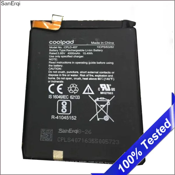 

Original for CoolPad CPLD-407 cpld-407 Battery Bateria 4000mAh Mobile Phone Replacement New Tested