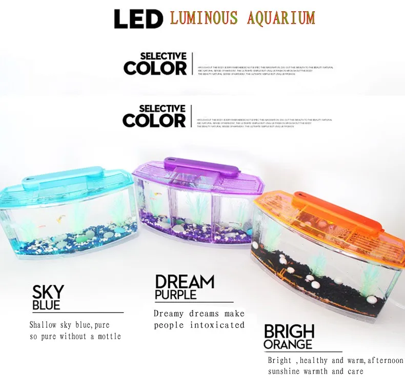 Акриловый мульти-разделительный Мини светодиодный аквариум для рыб мальков