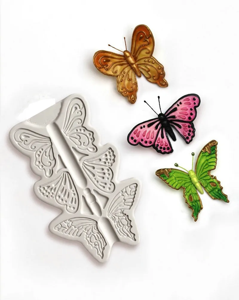 DIY торта бабочка Форма Силиконовые помадка шоколада Gumpaste Плесень кондитерской торт украшения выпечки Инструменты F033