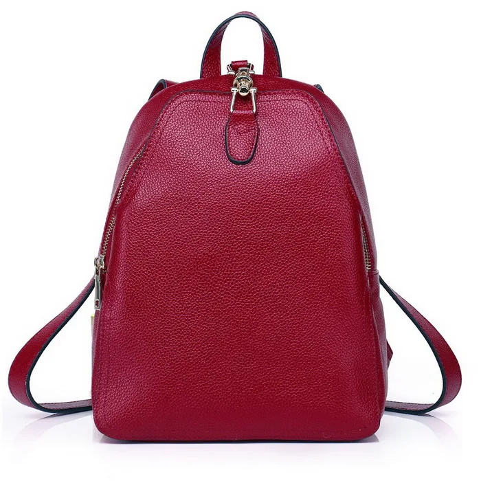 Dark Red ZENCY белый серебристый серый цвет натуральная коровья кожа женские модные рюкзаки сумки для девушек из воловьей кожи рюкзак для покупок - Цвет: Dark Red