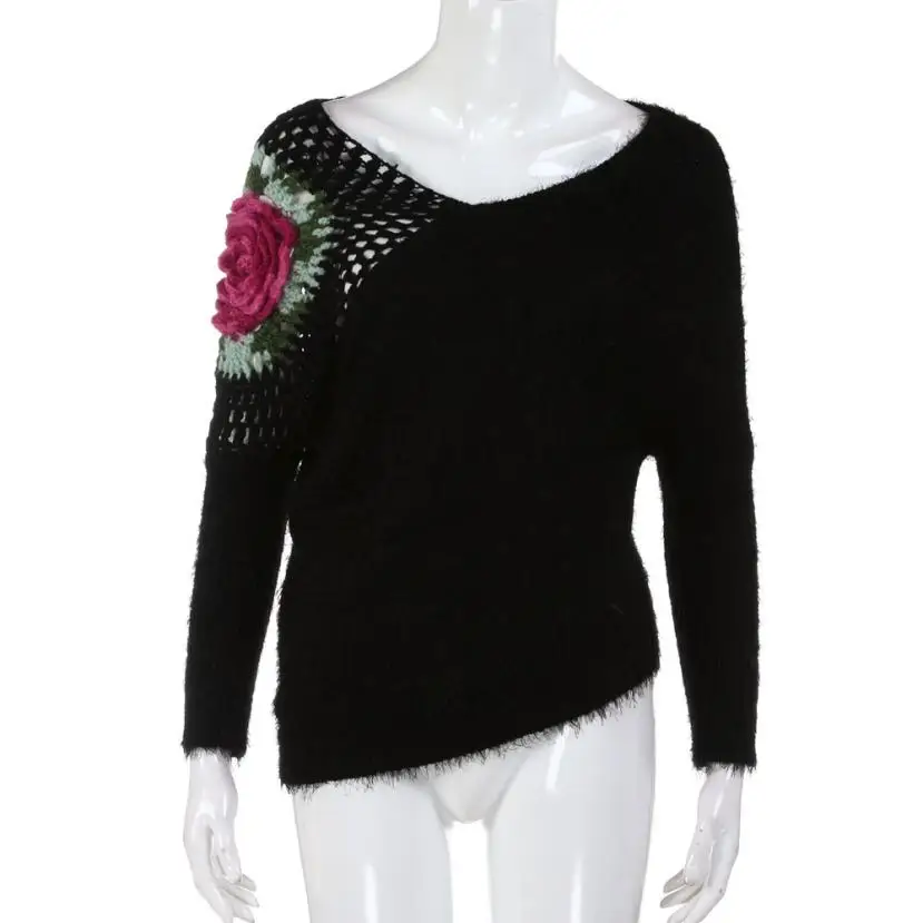Womail Women Autumn Winter Pullovers Roses Hook Flowers Hollow Sweater Tops Blouse 2018 L30802 | Женская одежда