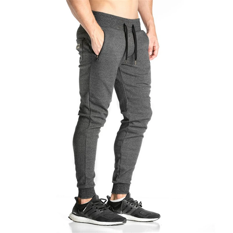 dark grey Новая спортивная одежда, штаны для фитнеса, повседневные качественные мужские штаны для фитнеса, тренировочные штаны, обтягивающие спортивные штаны, брюки для бега, одноцветные дышащие штаны - Цвет: dark grey