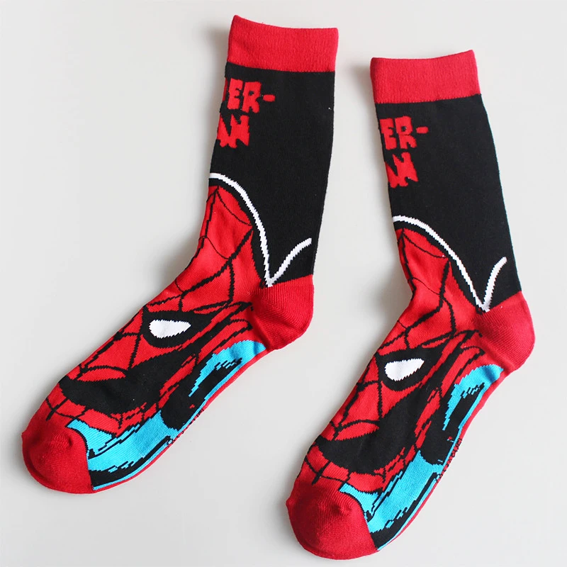 Hot Sale Brand Quality Cartoon Superman Men's Fashion Sock Colorful Combed Cotton Wedding Novelty Funny Happy Socks Men Meias