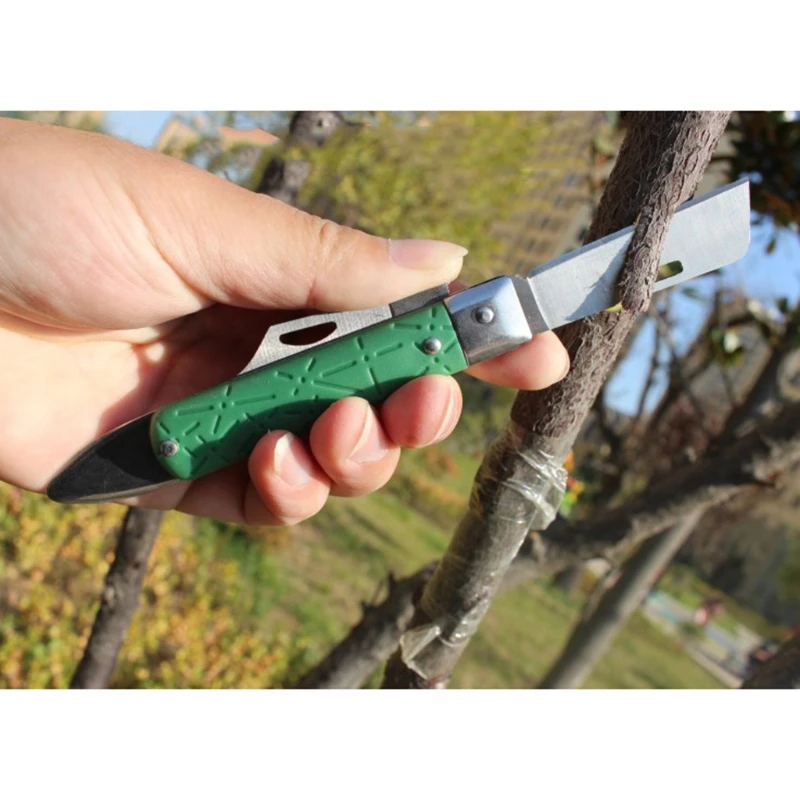 

OOTDTY 3 Blade Garden Foldable Grafting Knife Pruning Seedling Cutter Cutting Tool