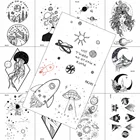 Временные тату-наклейки креативные планеты, искусственная боди-арт, тату для ног, для детей и взрослых, Реалистичная водостойкая Геометрическая татуировка