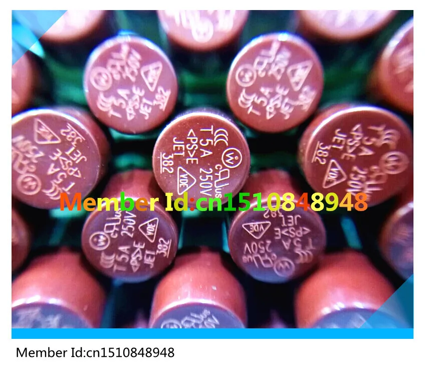 382 миниатюрный медленный удар радиальные провода 5000MA 250V 5A T5A Красный
