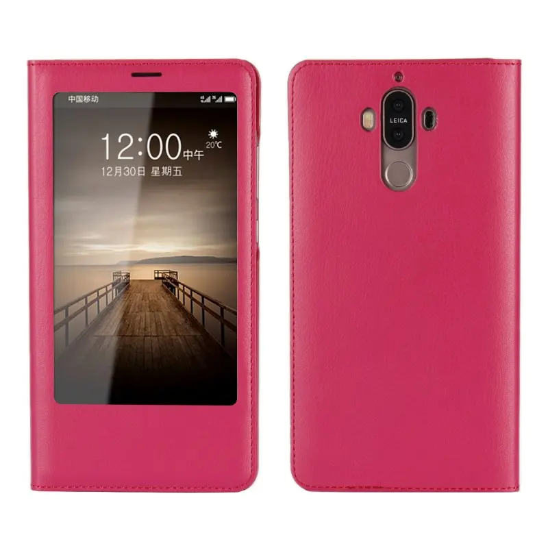 Чехол для huawei mate 9 Coque окошком экрана телефона из искусственной кожи с откидной