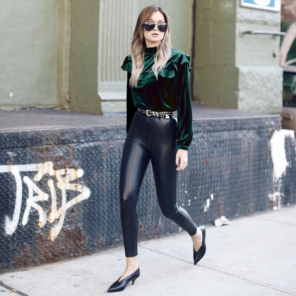 Повседневное оборками бархатная блузка рубашки для мальчиков Весна Зеленый Топы