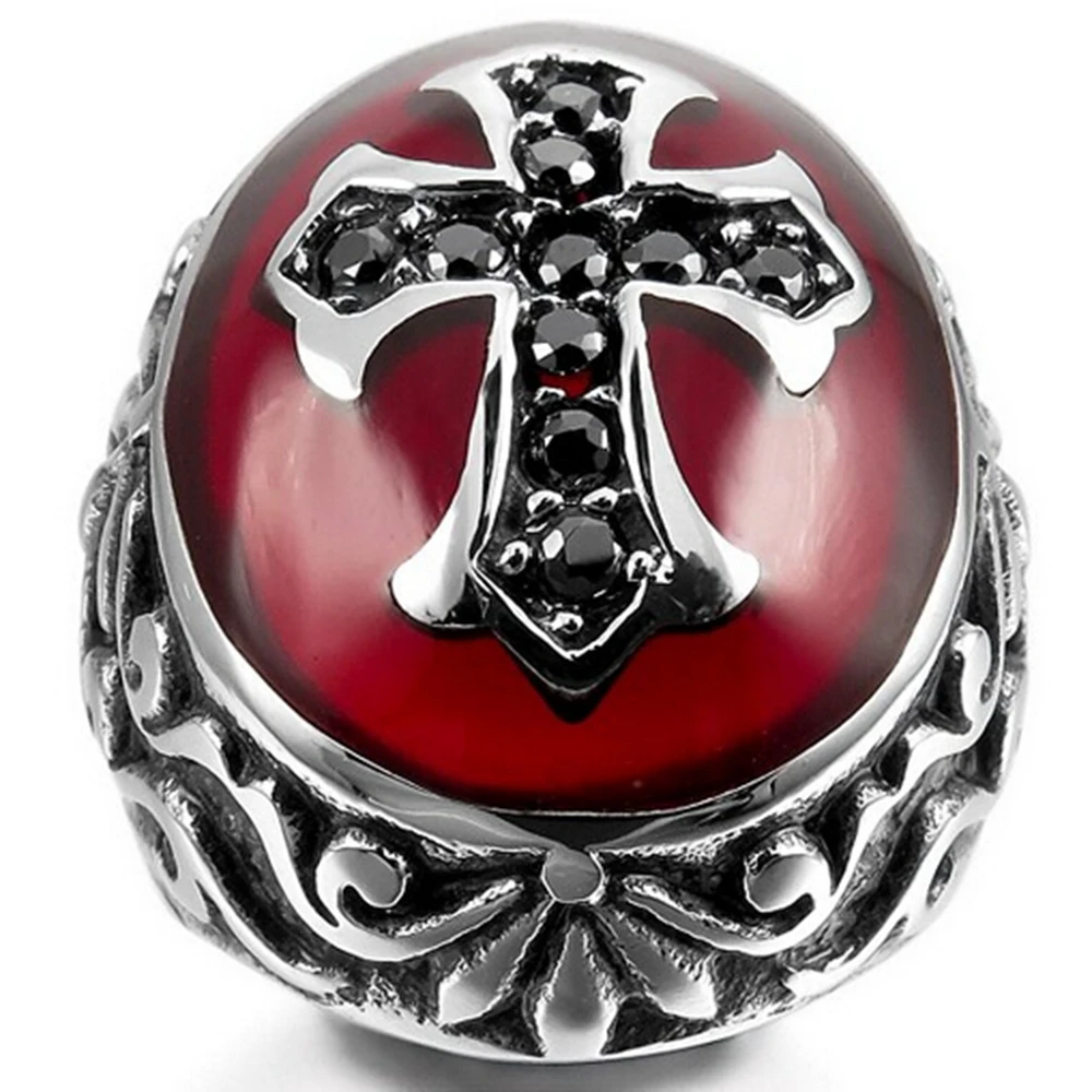 Винтажное кольцо с красной эмалью в ретро стиле серебряное рыцаря Флер де Лис