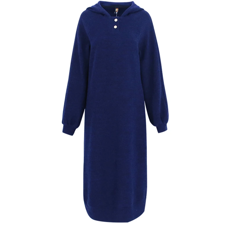 Свободные Повседневное хлопковая толстовка с капюшоном платье Oversize