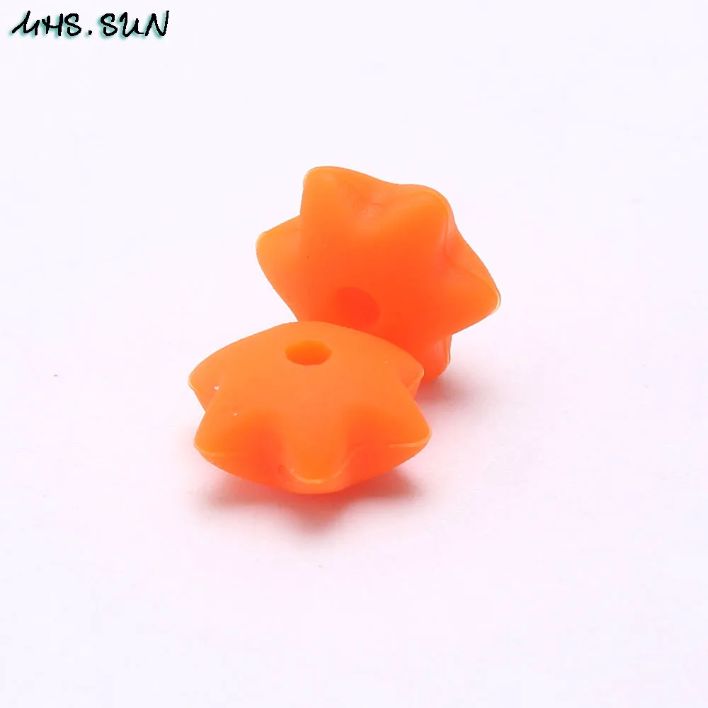 18 orange MHS. SUN 10 мм Детские Силиконовые шестиконечные звездочки для прорезывания зубов без бисфенола свободные силиконовые бусины для прорезывания зубов качество еды DIY украшения 50 шт - Цвет: 18 orange