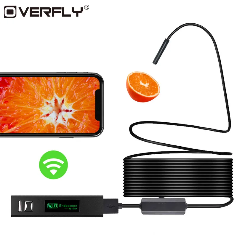 Overfly Wifi эндоскоп камера мм 8 HD 1200 P водостойкий USB беспроводной бороскоп мини