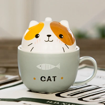 Cat Pandapark креативные милые животные керамическая кружка для молока кофейный стакан для завтрака Кошка Собака Медведь Кружки OP-016 - Цвет: Cat