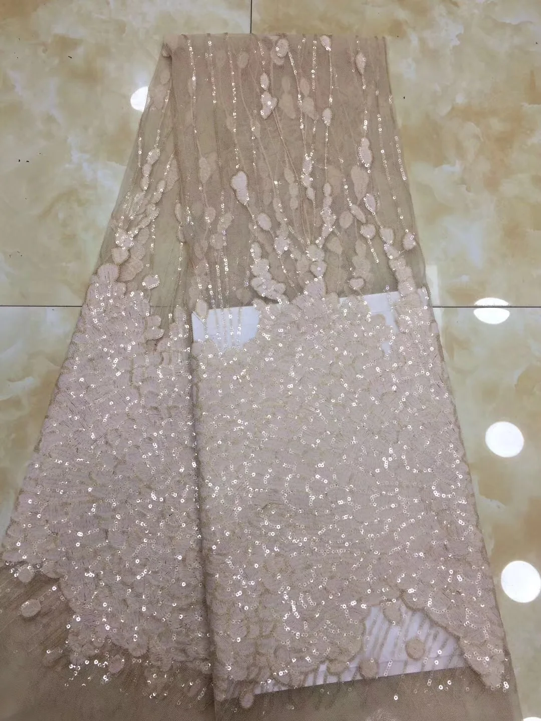 Sequins Embroidered African Guipure French lace fabric for wedding High quality mesh tulle nigerian D252 | Дом и сад