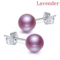 aaa 6 7mm round natural lavender freshwater pearl earrings with 925 sterling silver post