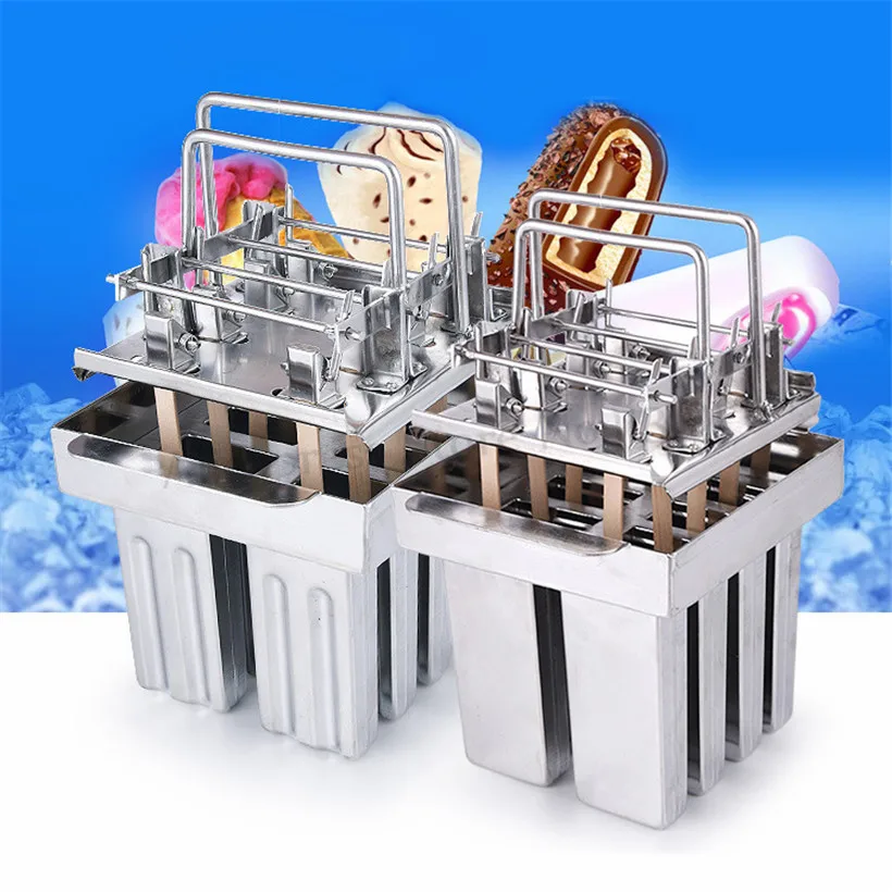 Stainless Steel Ice Pop Mould DIY Popsicle Ice Cream Molds 8 pcs/set with Sticks Holder Household and Commercial Use