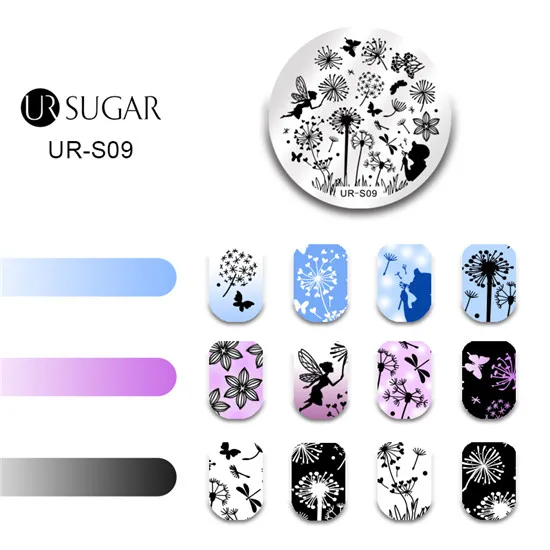 Ur Sugar 1 шт. Пасхальный цветок животный узор штамповка шаблон геометрические Павлин ногтевая пластина принтер ногтевая пластина изображения - Цвет: UR-S09