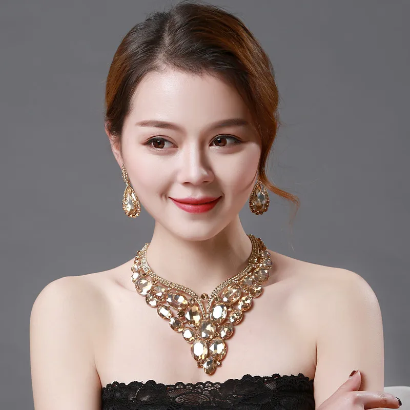 

Комплект из ожерелья и сережек, цепочка на свитер в европейском и американском стиле