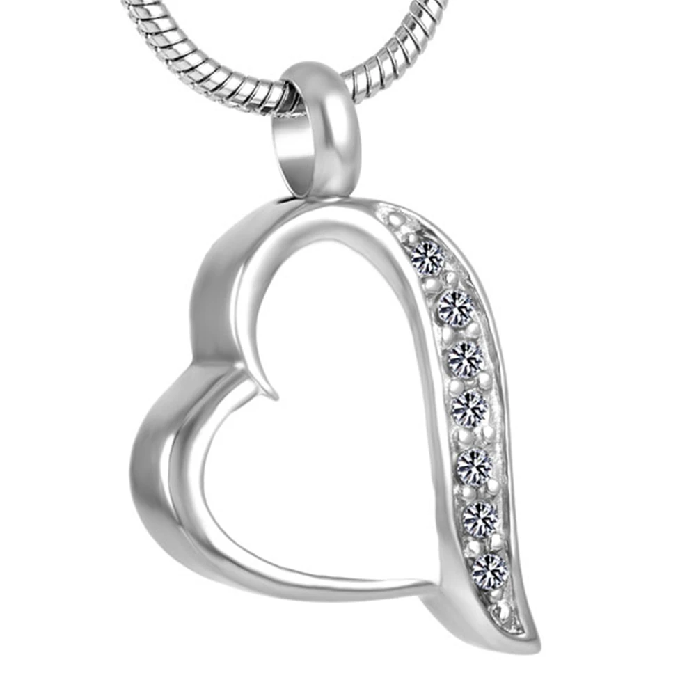 

Crystal Arround Cremation Necklace Heart Shape Stainless Steel Pet Memorial Urn Pendant Funeral Keepsake Jewelry for Ashes Hold