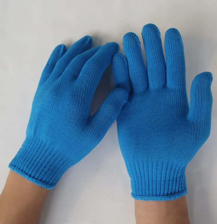 

Free shipping 6pairs Quality Nylon knitted working safety producting gloves for gardening labr protecting in color blue