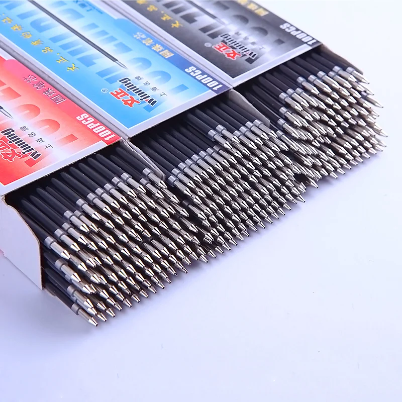 Стержни для письма 100 шт./лот, стержни для шариковой ручки 0,7 мм, стержни для шариковой ручки 107 мм, черный, красный, синий цвет, школьные и офисные принадлежности ножницы 180мм офисные для левшей эргоном ручки goodmark