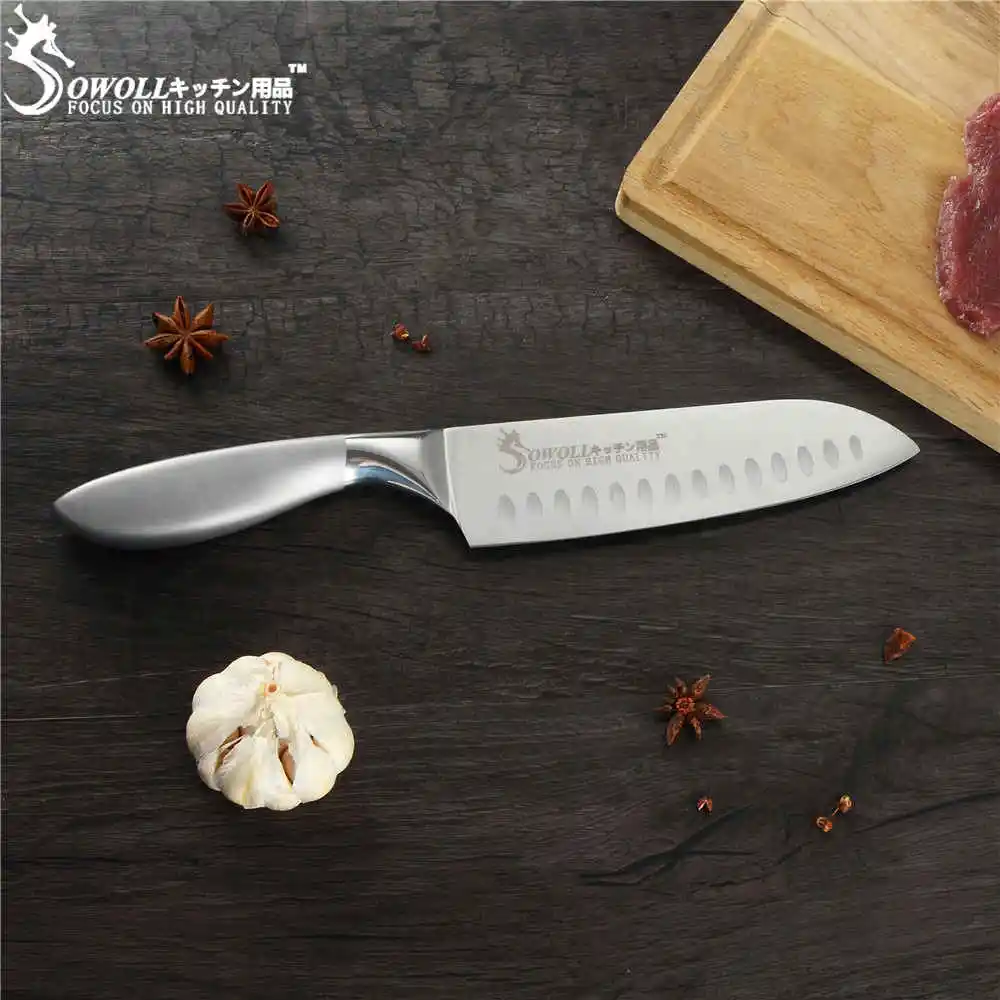 Sowoll 7 ''кухонный нож сантоку острые лезвия из нержавеющей стали удобная ручка в