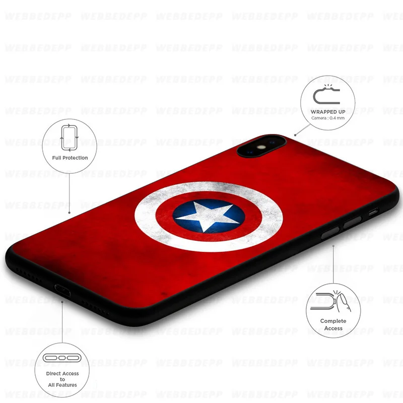 WEBBEDEPP Captain America Caps Soft Case for Huawei Mate Honor 20 6A 7A 7C 7X 8 9 9X 10 View Lite Pro 30 |